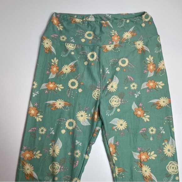 LuLaRoe Leggings OS One Size Set of 3 Light Green Floral, Purple, Pink Geometric - Picture 3 of 7